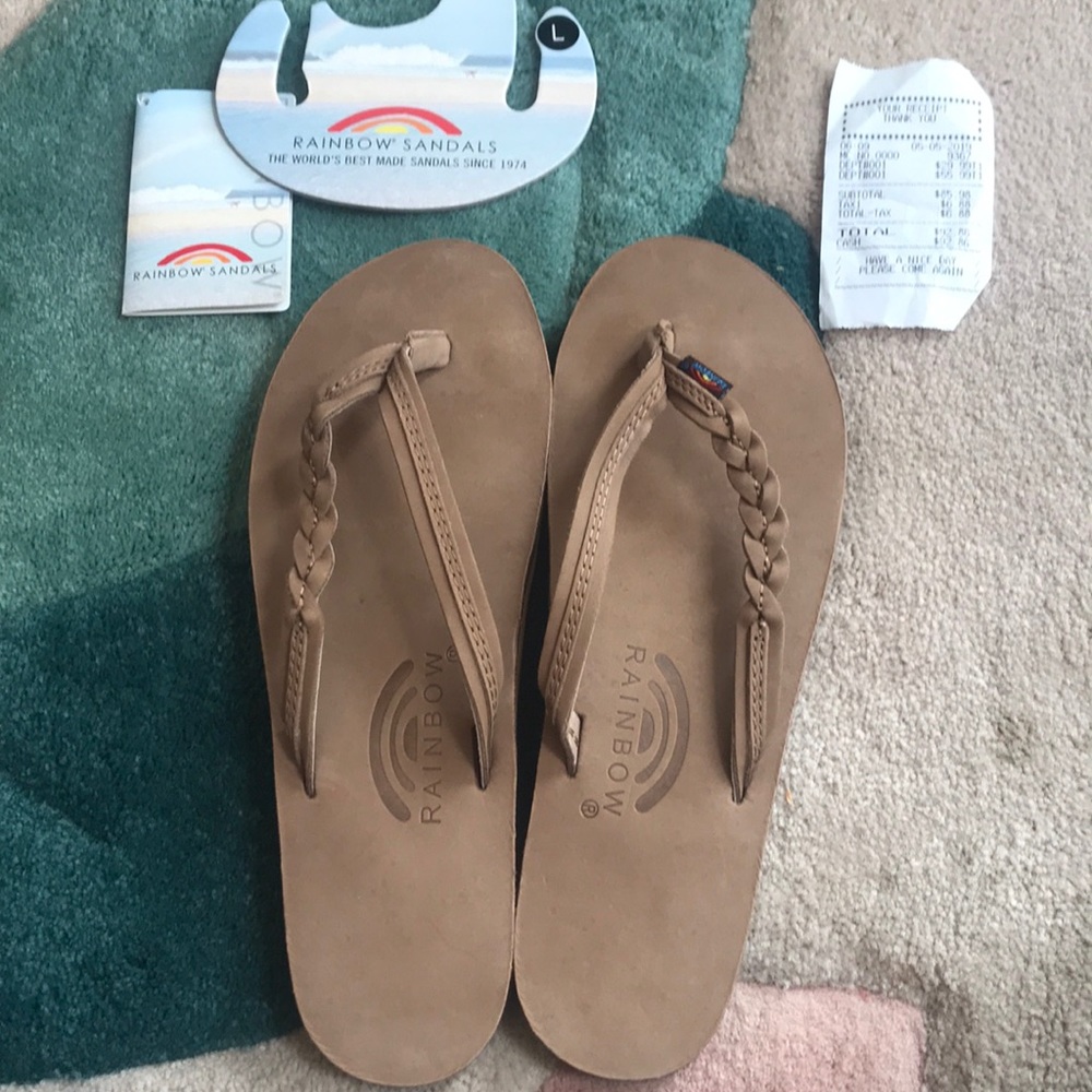 Rainbow 🌈 braided sandals never worn size  L